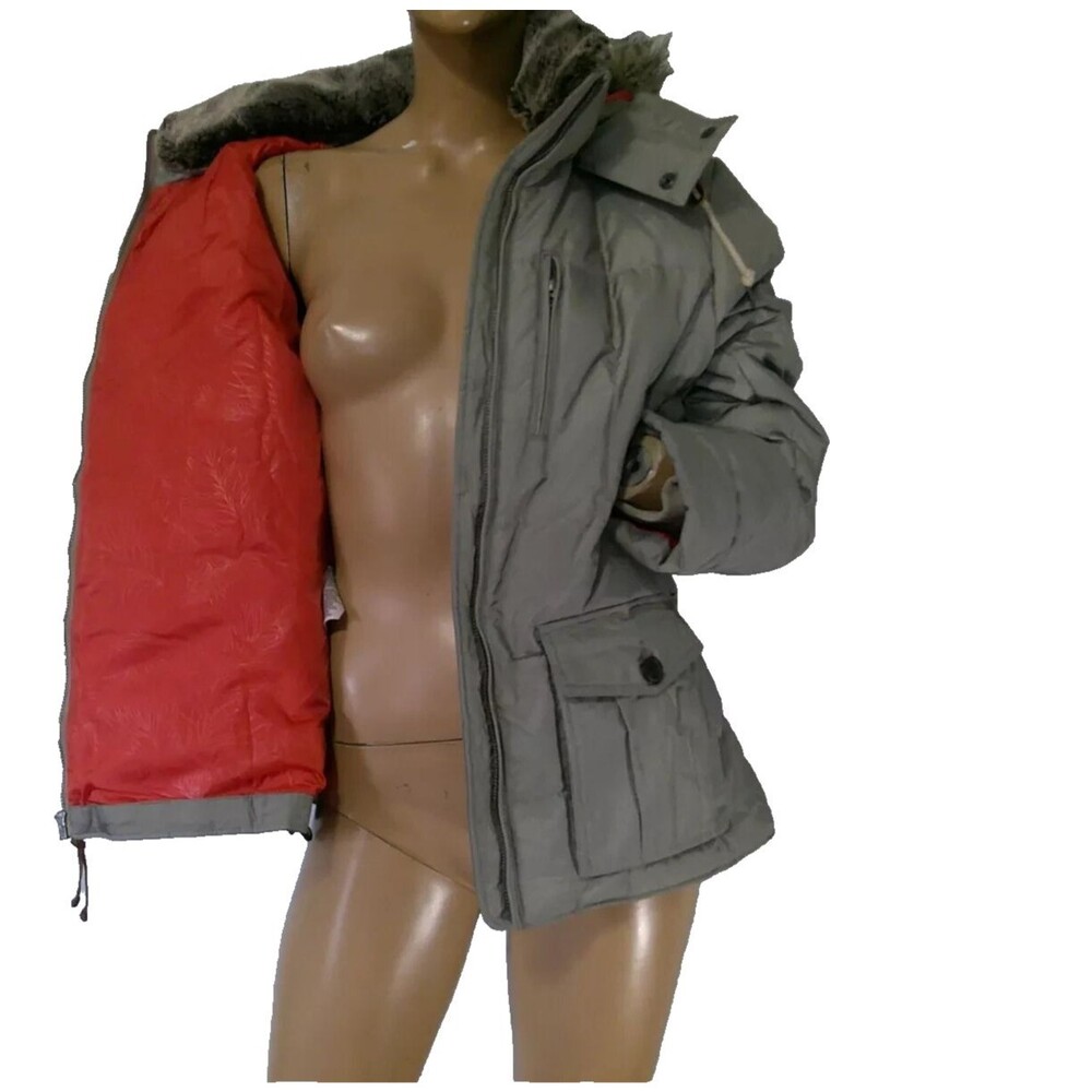 Eddie Bauer Yukon Classic Down Parka Womens XS Red Faux Fur Hood Winter Coat